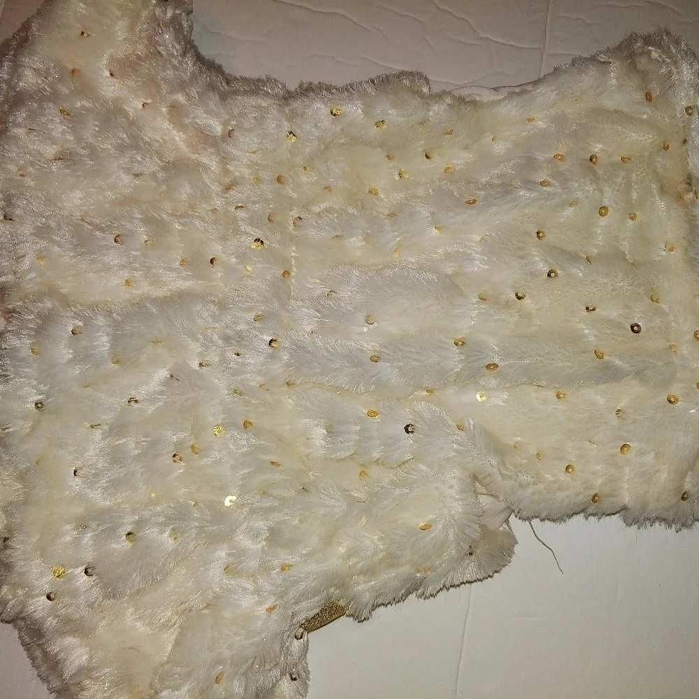 Little Lass Fuzzy Gold Sequin Sleeveless Vest Jacket 24MO
